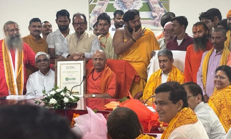 श्री राम मंदिर को मिला ‘ईट राइट प्लेस ऑफ वर्शिप-BHOG’ प्रमाणपत्र